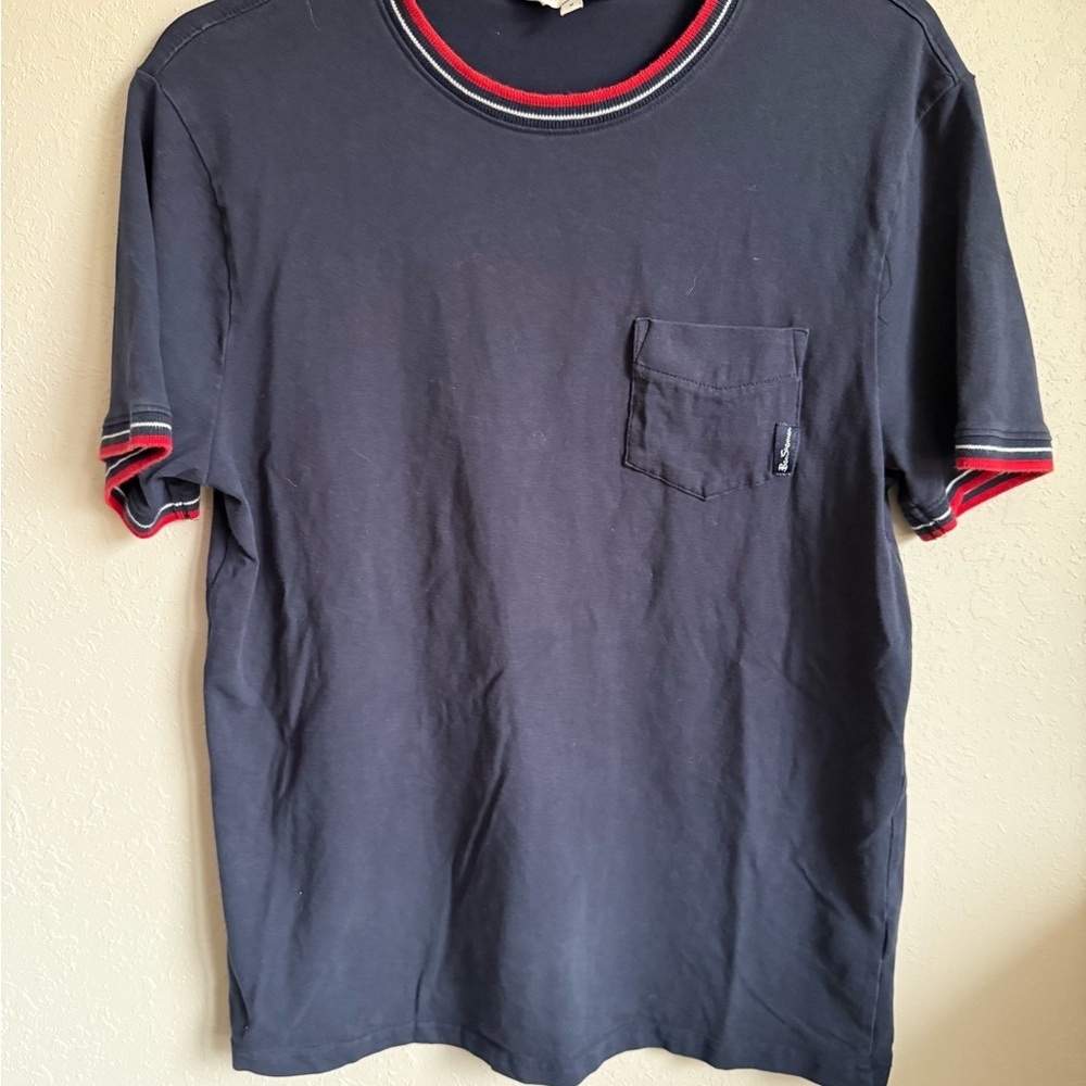 Men’s M Navy Ben Sherman Casual Preppy Vintage Inspired Normcore Pocket Shirt